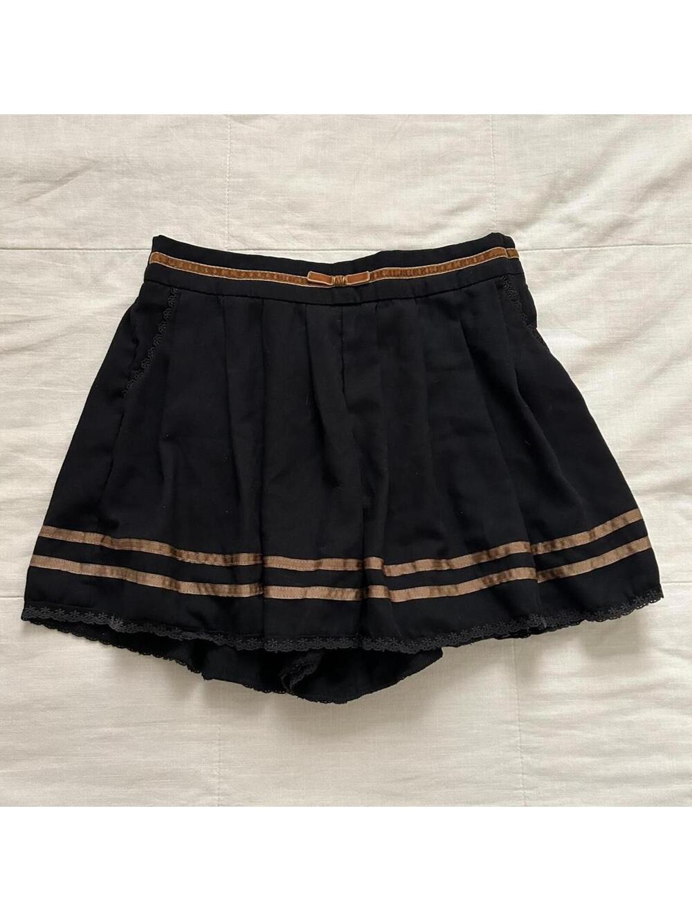 Axes Femme Black Velvet Bow Skort Gothic Lolita Size M Japan